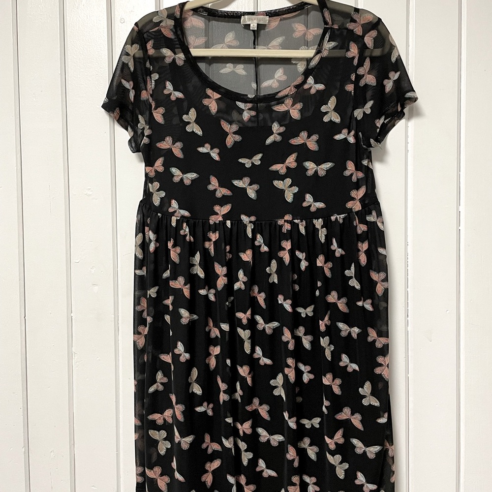 Sheer Black Butterfly Mini Dress